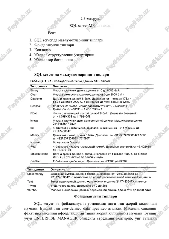 sql server mbda ishlash — DOCX