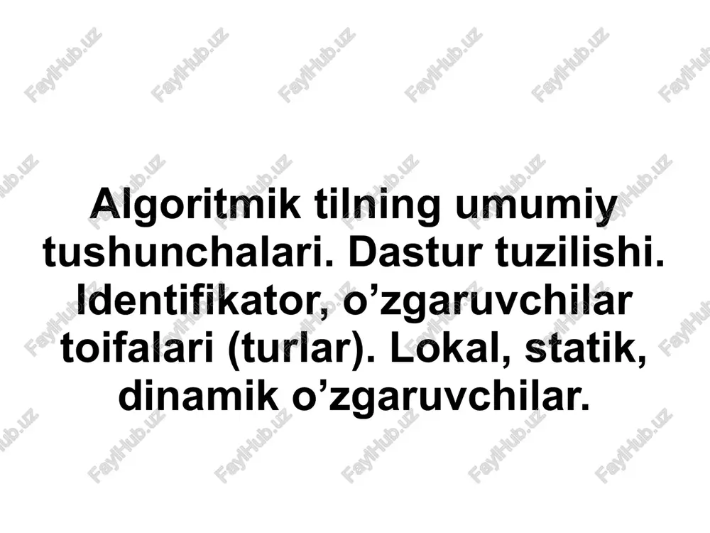 algoritmik til. dastur tuzilishi. — PPTX