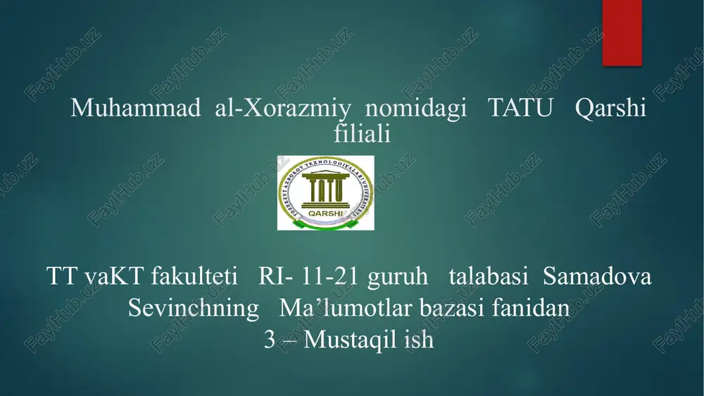 oracle ma'lumotlar bazasi — PPTX