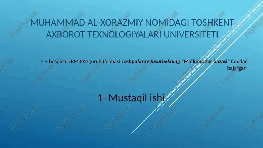 "ma`lumotlar bazasi" — PPTX