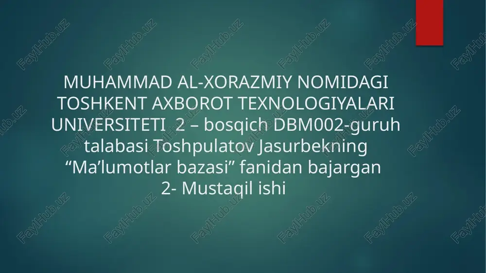 and, or, not mantiqiy standart so‘zlardan foydalanish — PPTX