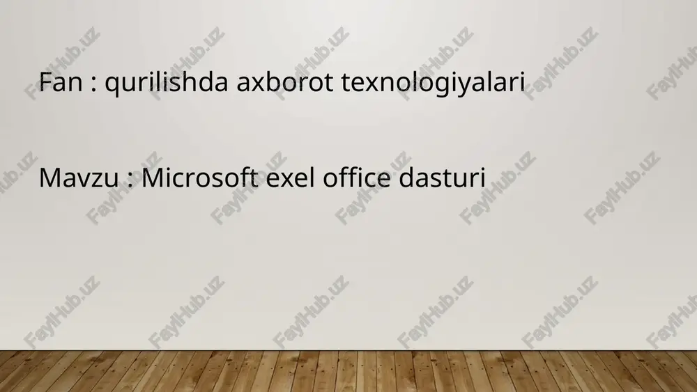 microsoft excel office dasturi — PPTX