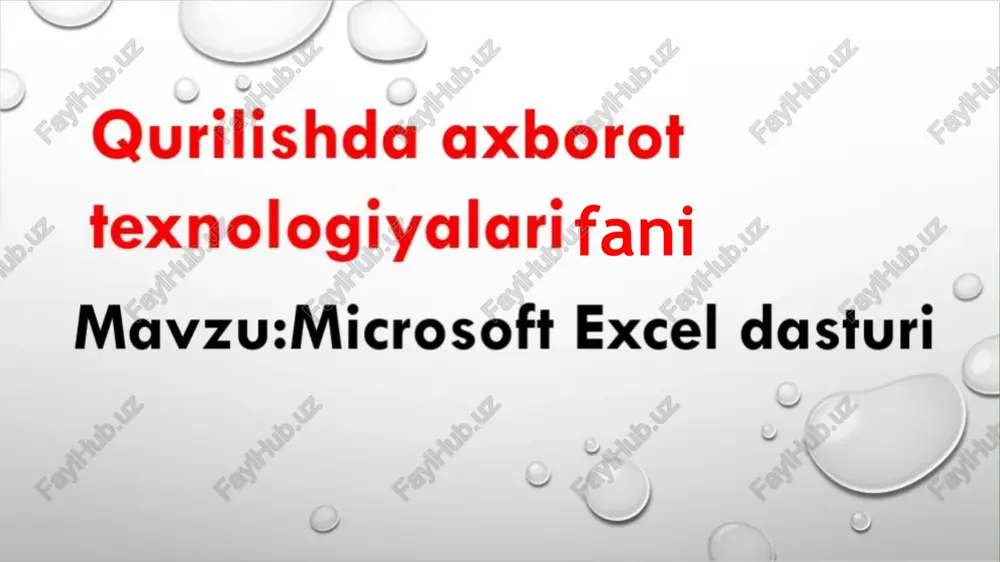 microsoft excel dasturi — PPTX