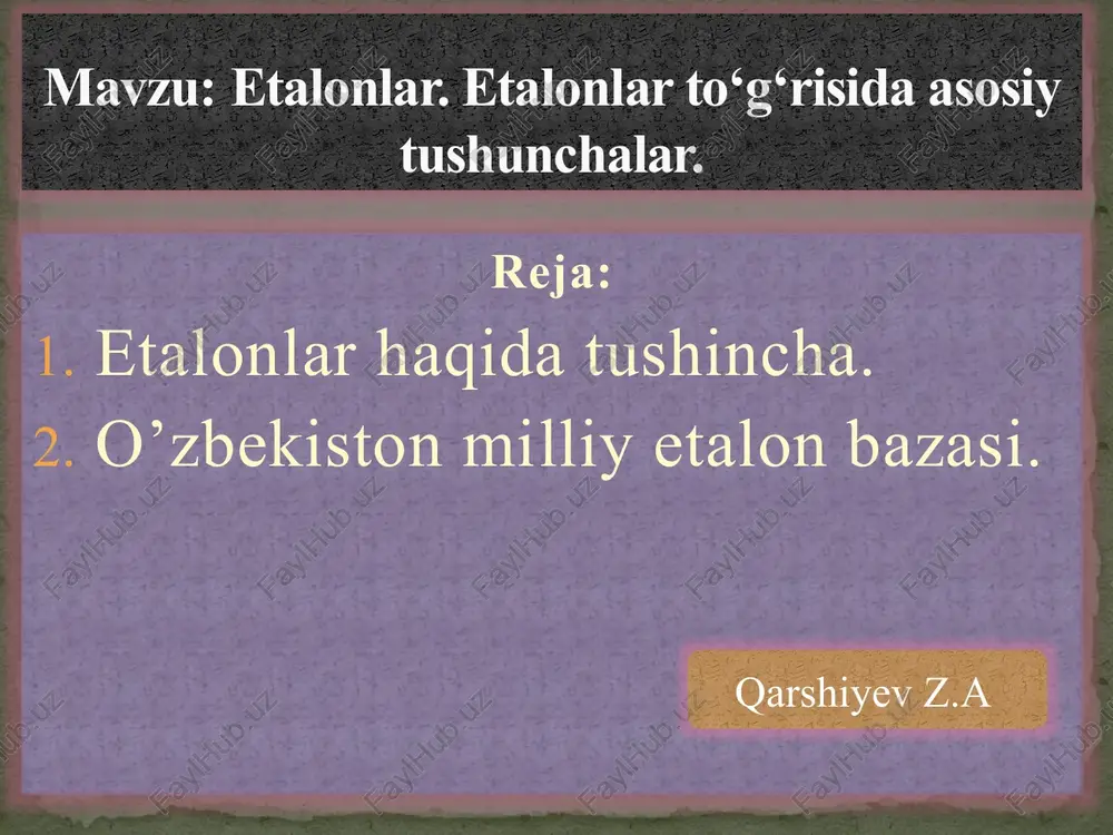 o'zbekiston milliy etalon bazasi — PPTX