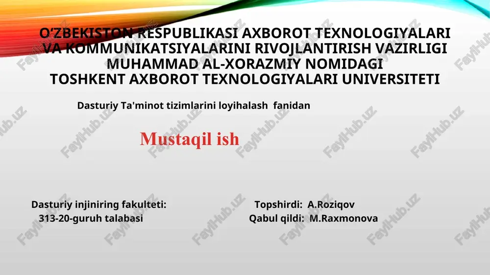 dasturiy ta’minot arxitekturasi — PPT