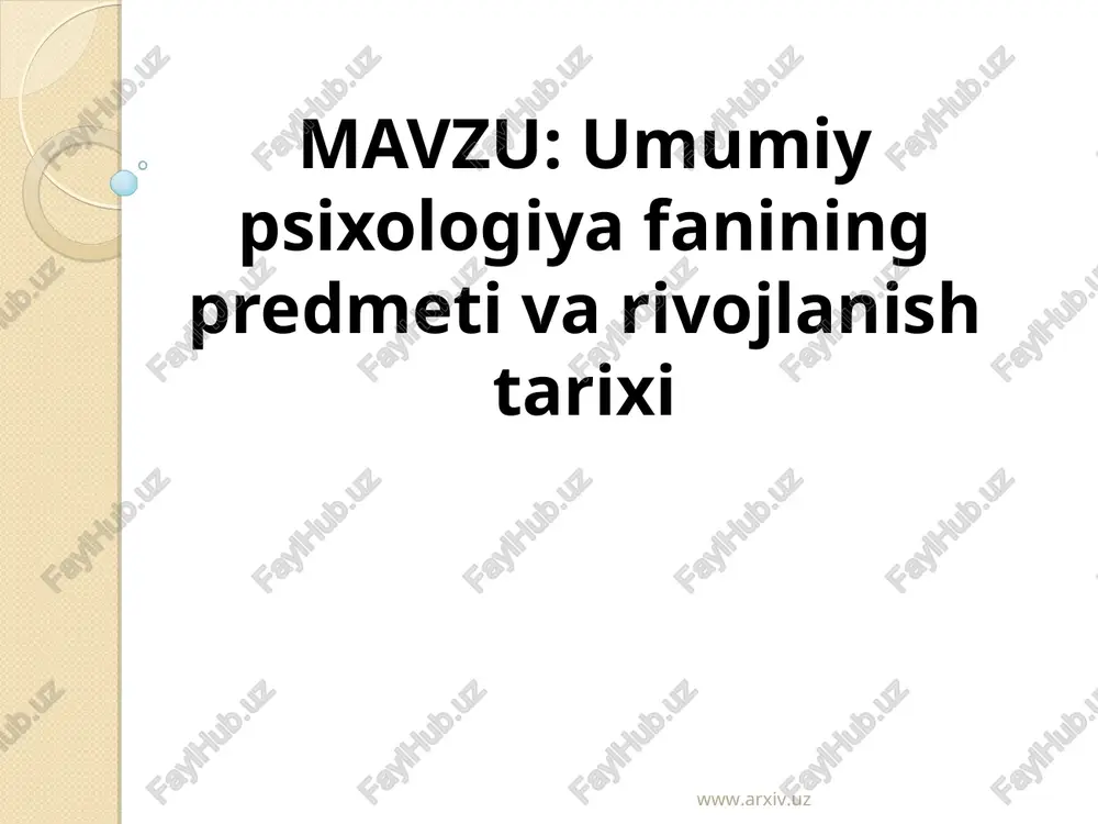 umumiy psixologiya — PPT