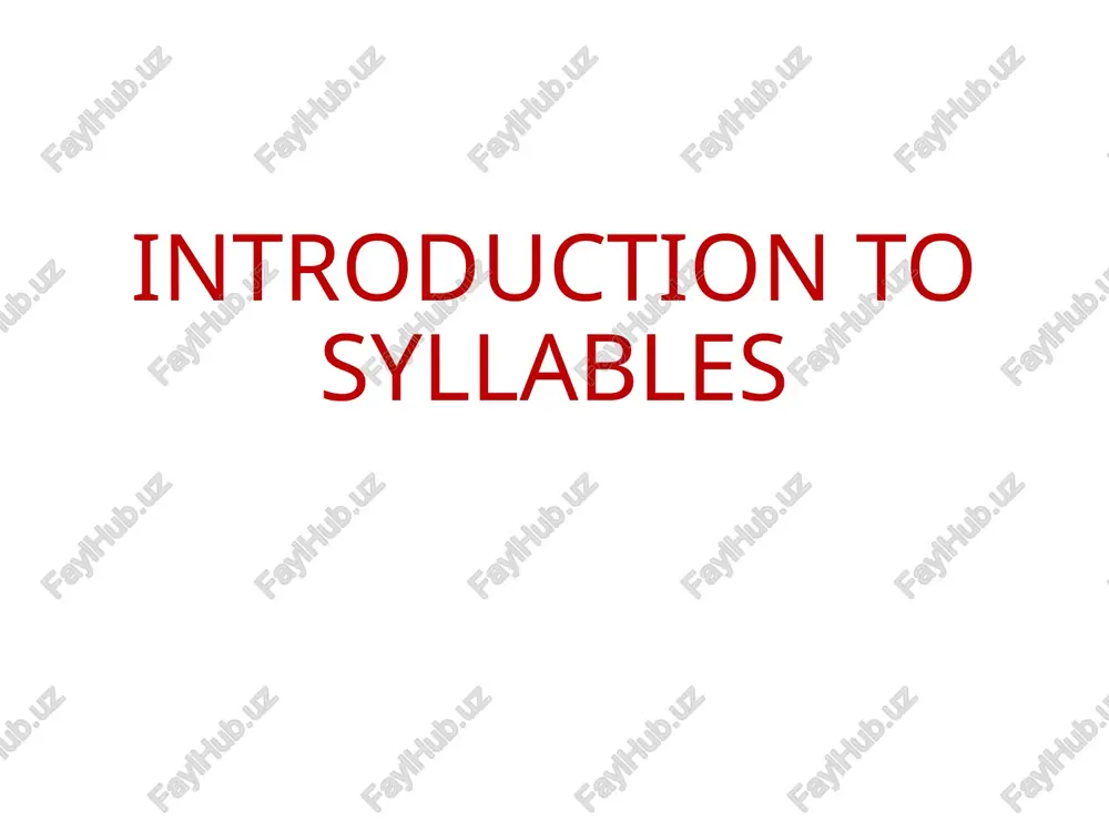 introduction to syllables — PPTX