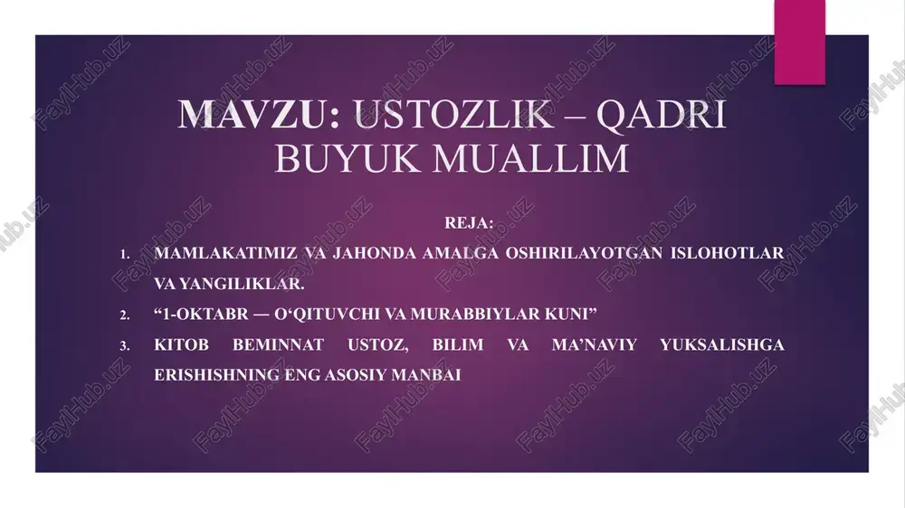 ustozlik– qadri buyuk muallim — PPTX