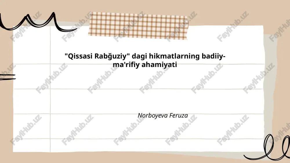 rabg'uziy hikoyatlari — PPTX