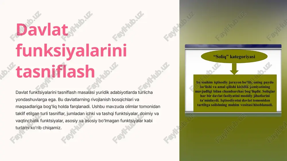 davlat funktsiyalarini tasniflash — PPTX