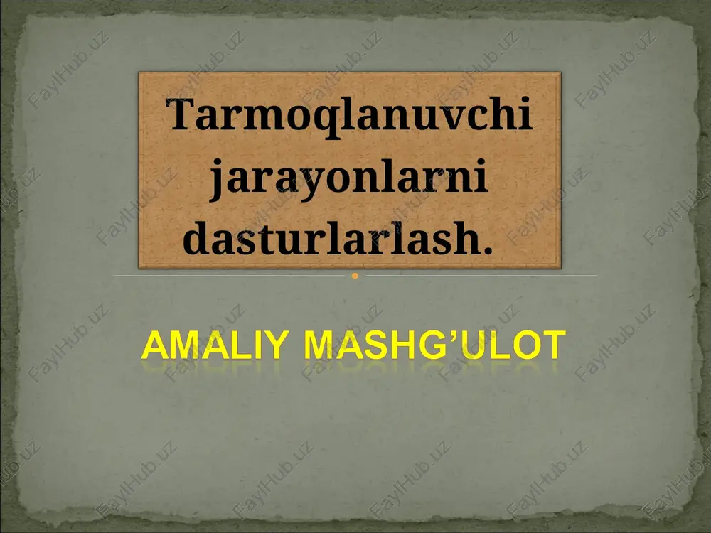 tarmoqlanuvchi jarayonlarni dasturlash — PPT
