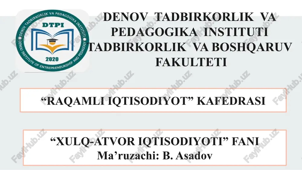 neyroiqtisodiyot — PPTX