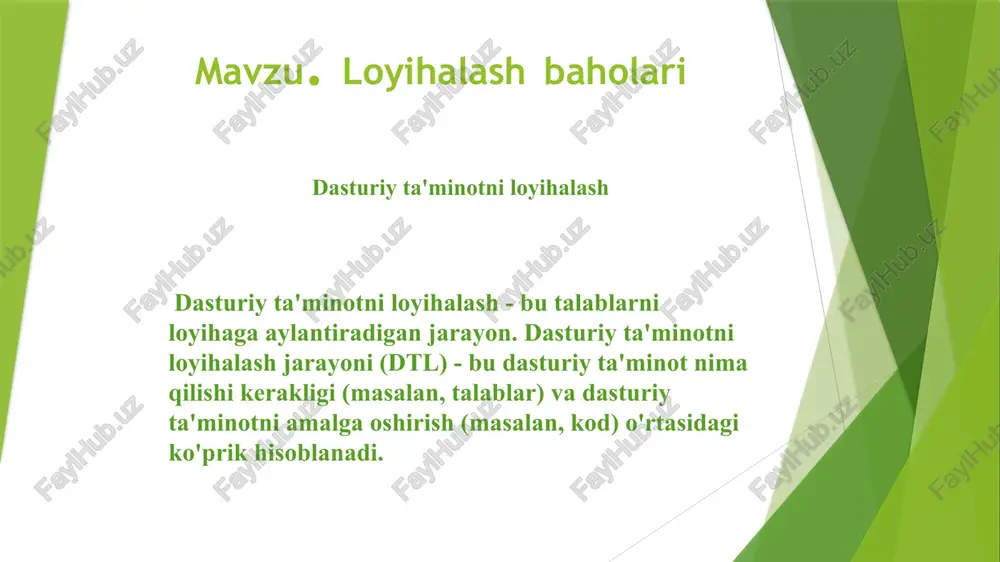 dasturiy ta'minotni loyihalash — PPTX