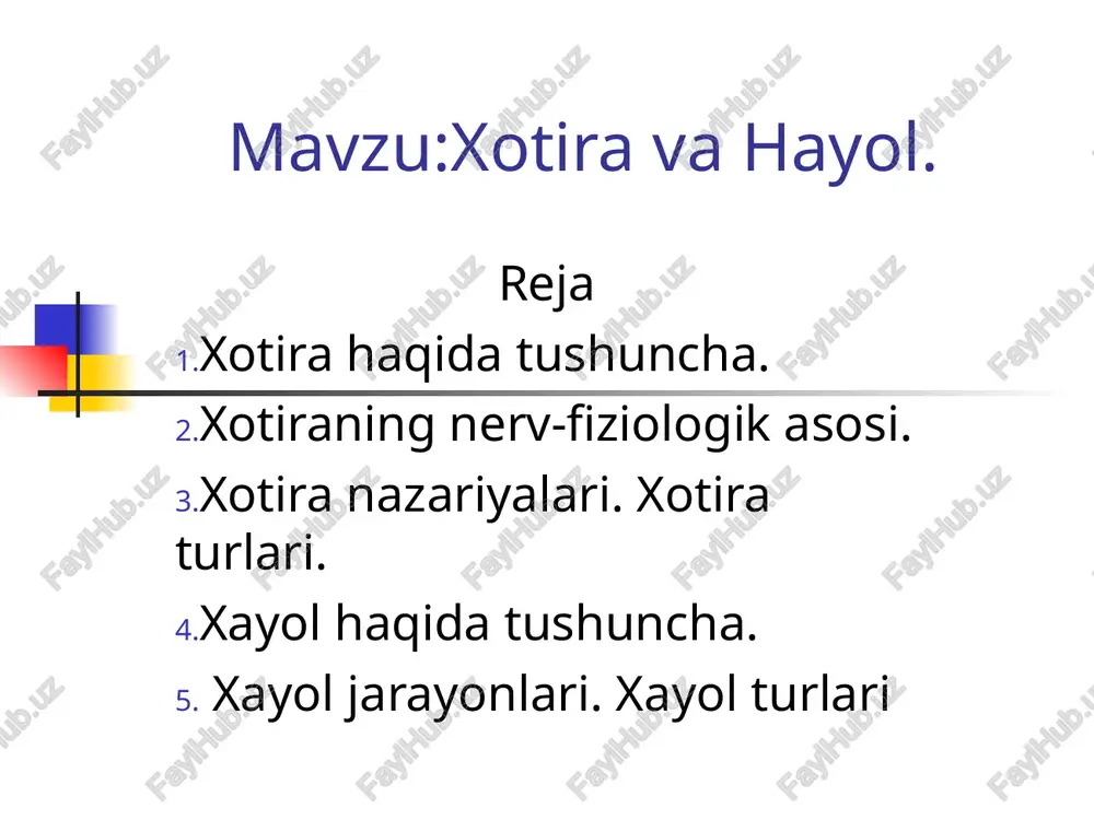 xotira va hayol — PPT