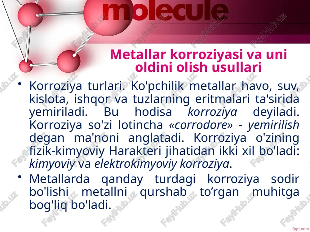 metallarkorroziyasi va uni oldini olish usullari — PPTX