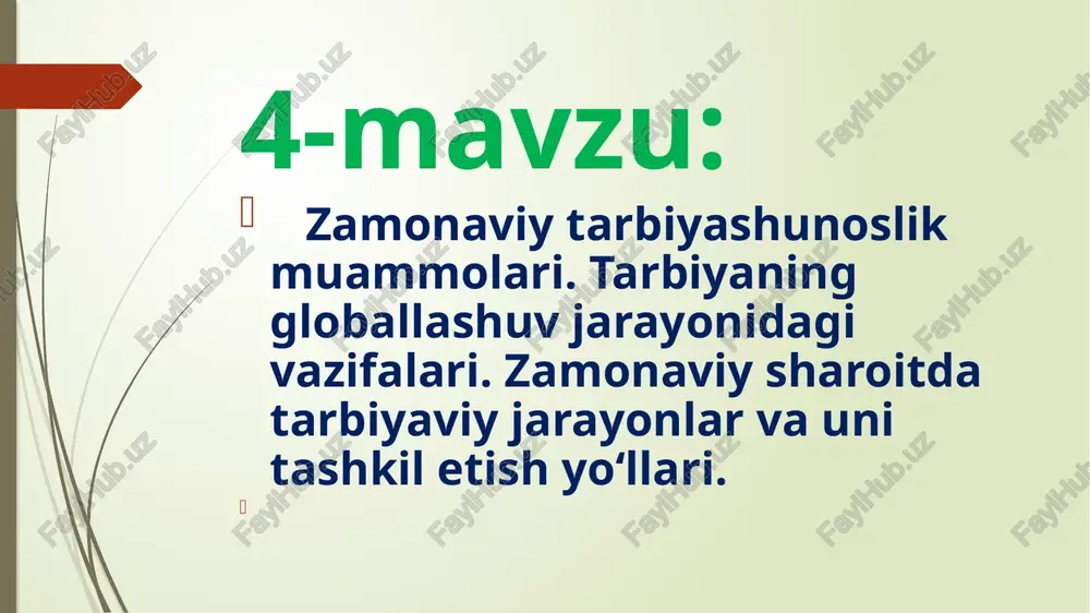 zamonaviy tarbiyashunoslik muammolari — PPTX