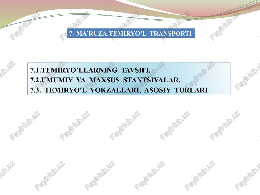 ma’ruza.temiryo’l transporti — PPTX