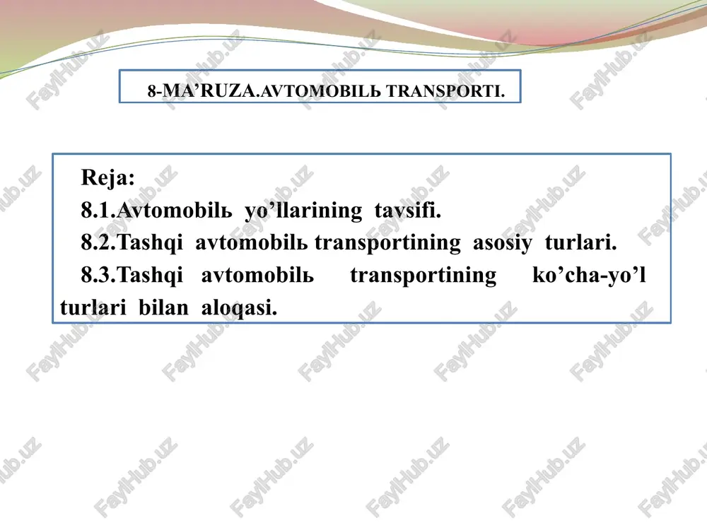 avtomobil transporti — PPTX