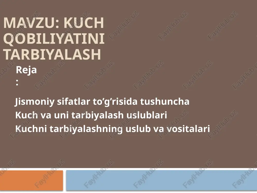 kuch qobiliyatini tarbiyalash — PPTX