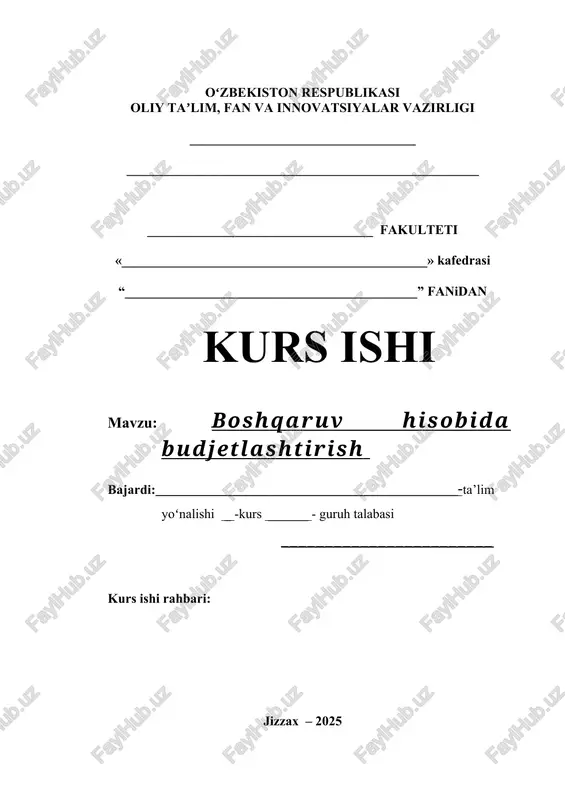 boshqaruv hisobida budjetlashtirish — DOCX