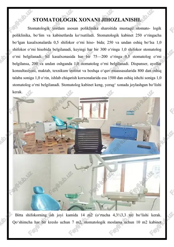 stomatologik xonani jihozlanishi — DOCX