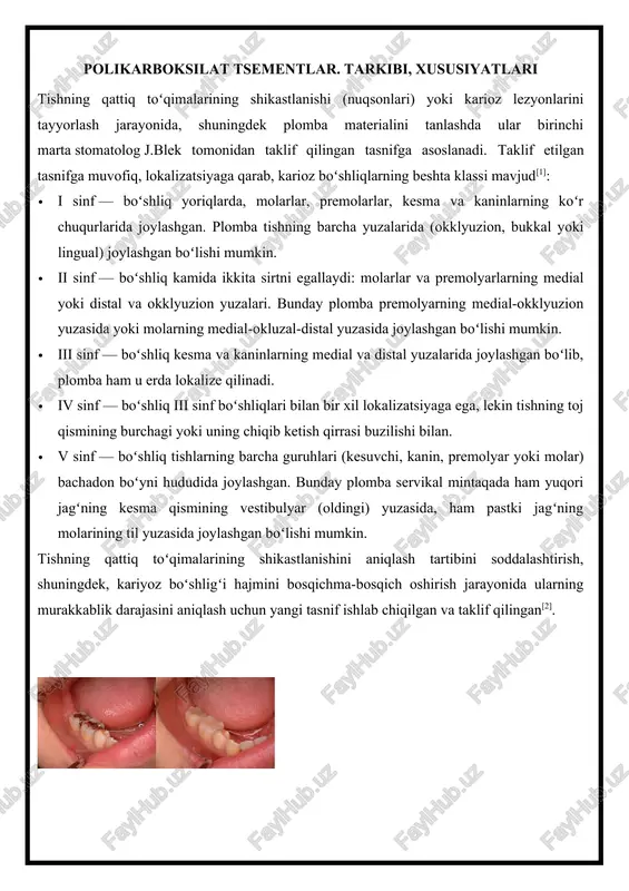 polikarboksilat tsementlar — DOCX