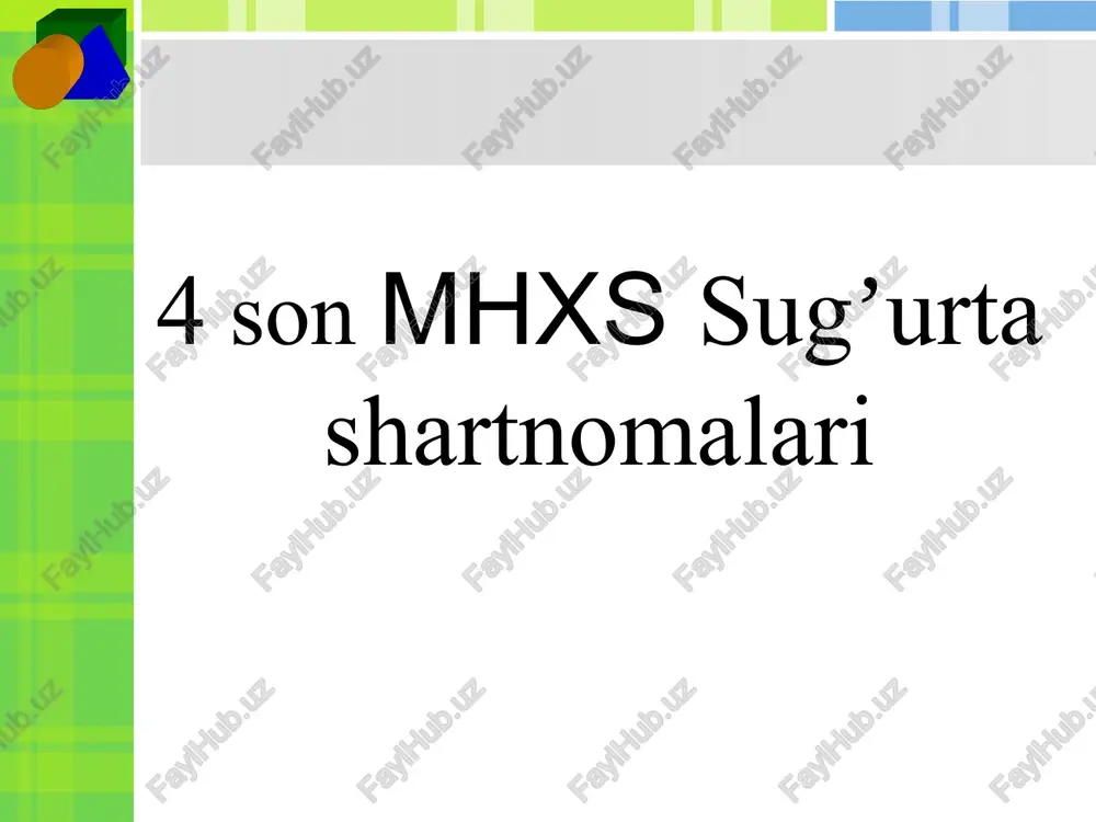 4sonmhxssugʼurta shartnomalari — PPT