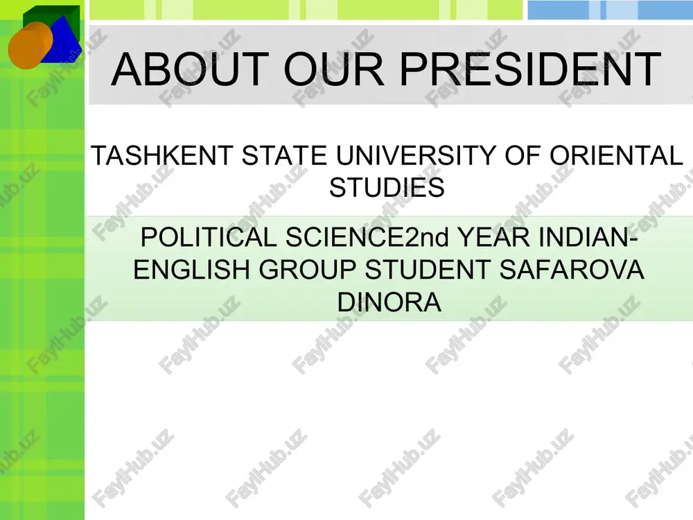 shavkat mirziyoyev biography — PPT