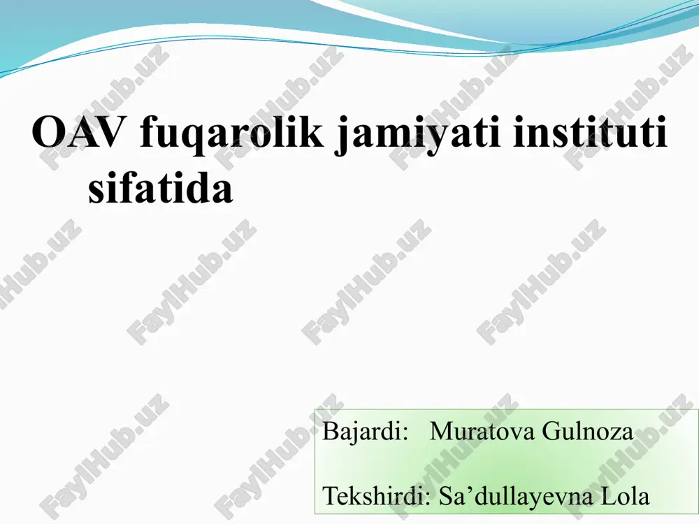 davlat ommaviy axborot vositalari — PPTX