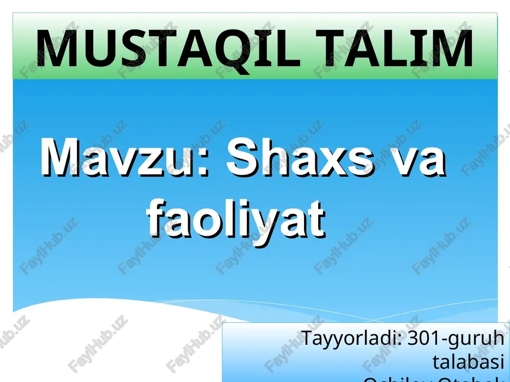 shaxsvafaoliyat — PPT