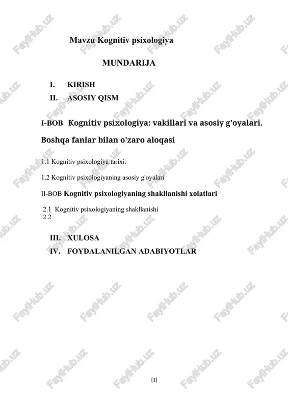 kognitiv psixologiya — DOCX