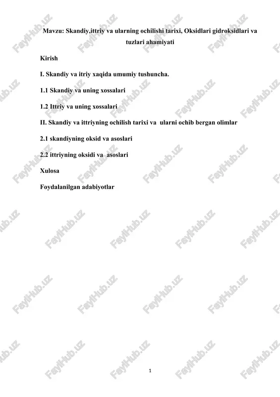 skandiy va ittriyning ochilish tarixi — DOCX