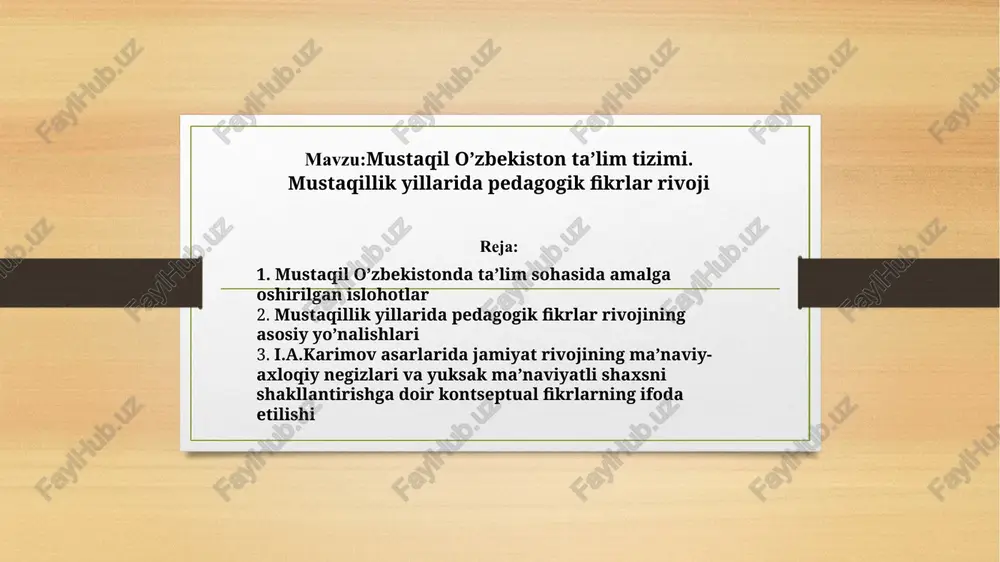 mustaqil o’zbekistonda ta’lim tizimi — PPTX