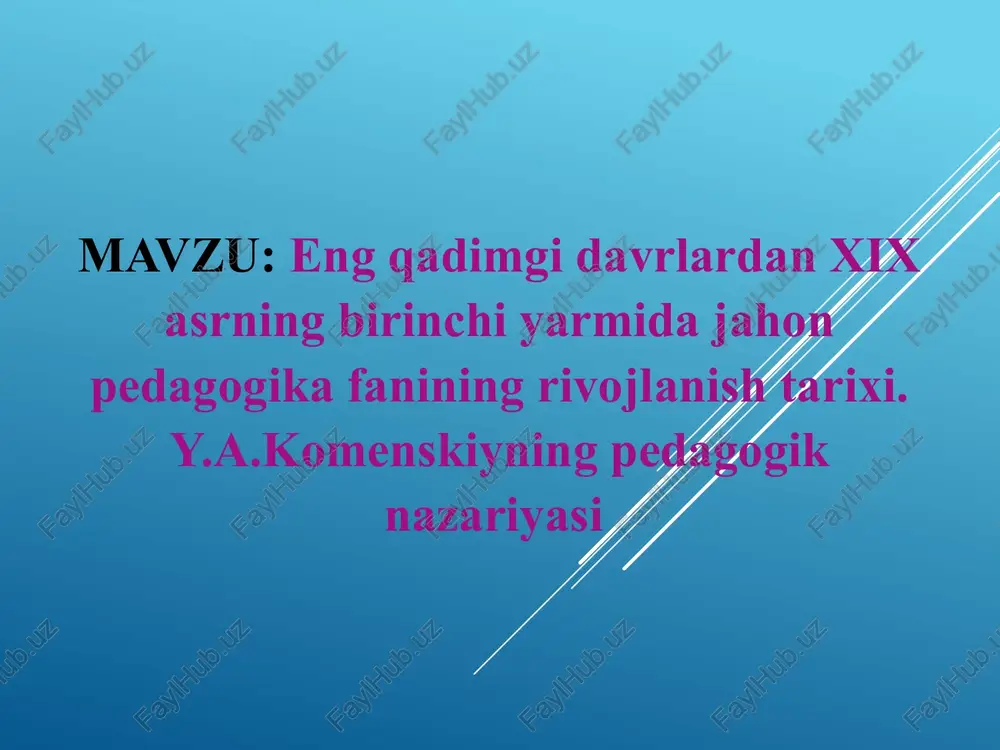 y.a.komenskiyning pedagogik nazariyasi — PPTX