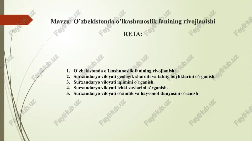 o’zbekistonda o’lkashunoslik fanining rivojlanishi — PPTX