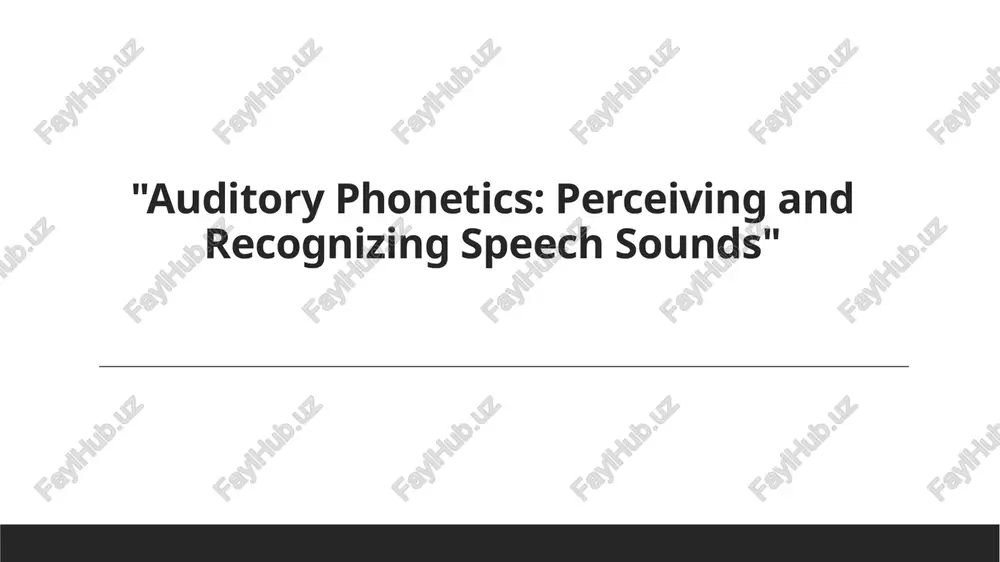 perceiving and recognizing speech sounds — PPTX