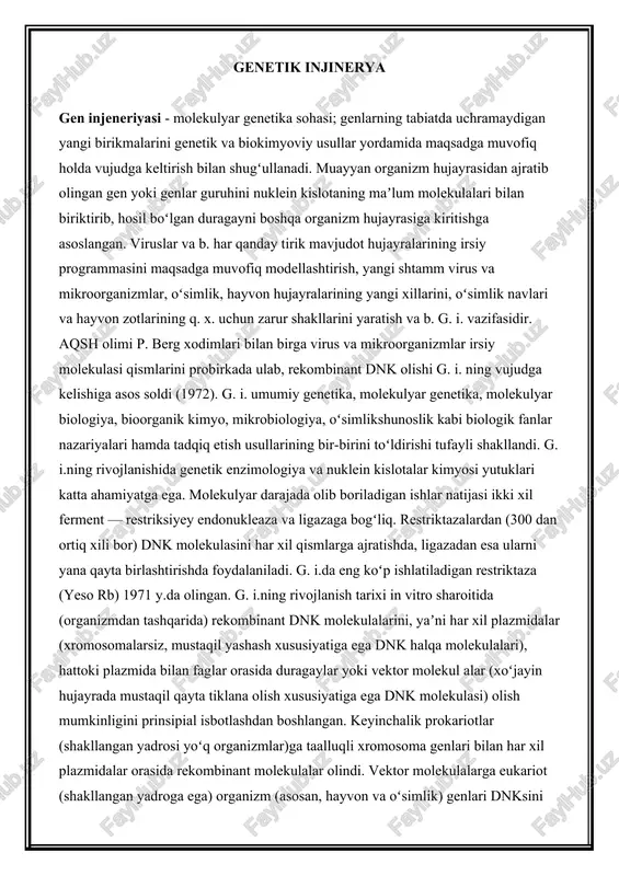 genetik injinerya — DOCX