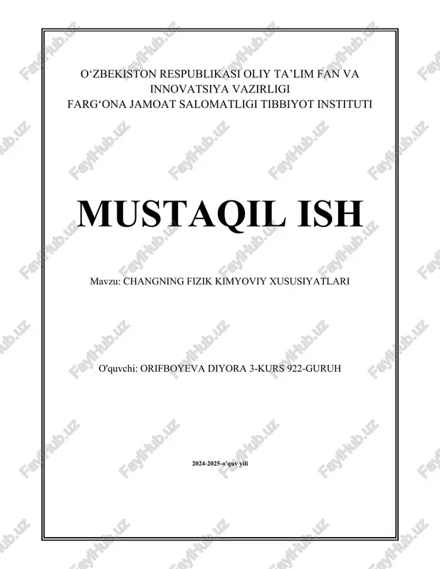 changning fizik kimyoviy xususiyatlari — DOCX