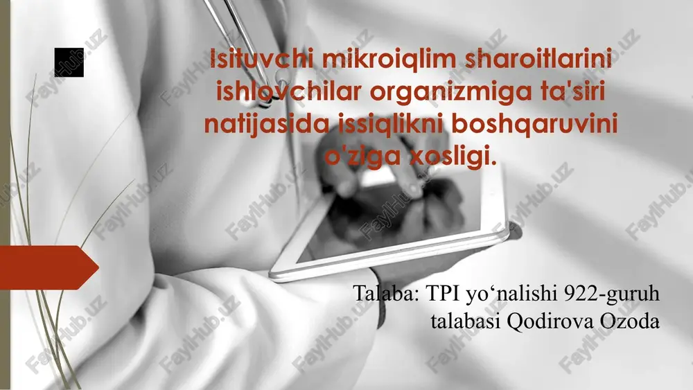 isituvchi mikroiqlim sharoitlari — PPTX