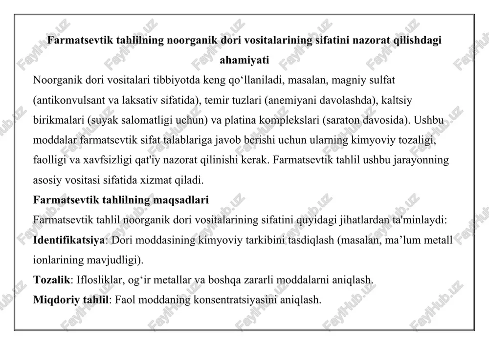 farmatsevtik tahlil — DOCX
