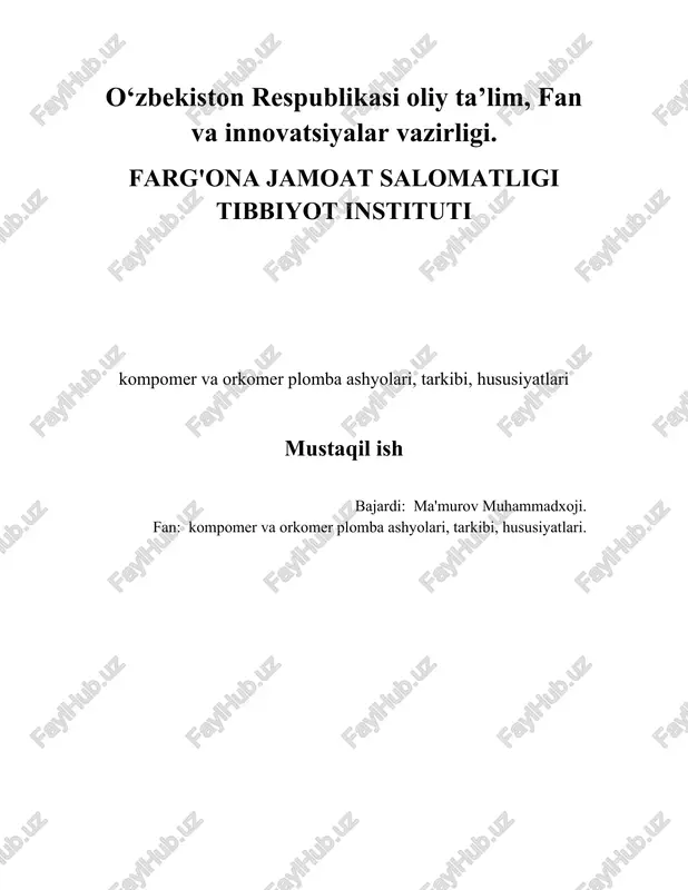 kompomer va orkomer plombalar — DOCX