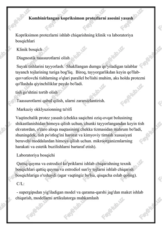 kopriksimon protezlarni ishlab chiqarish — DOCX