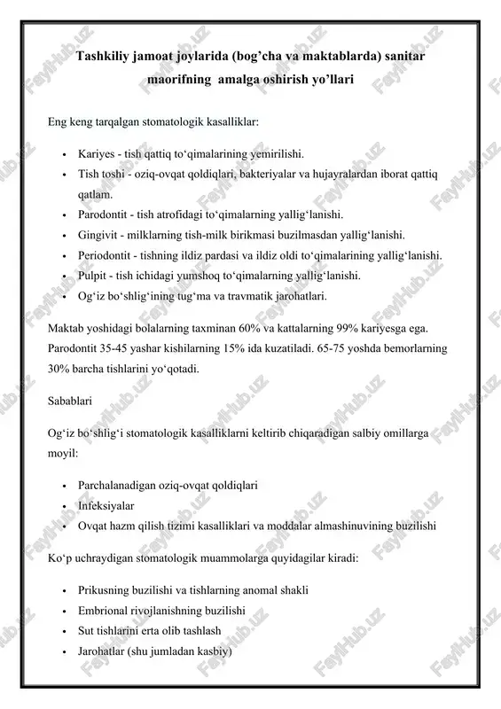 stomatologik kasalliklar — DOCX