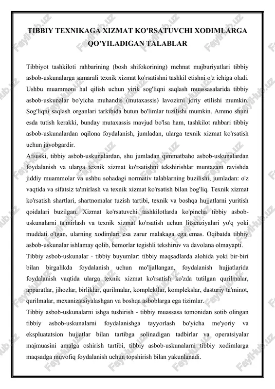 tibbiy asbob-uskunalar — DOCX