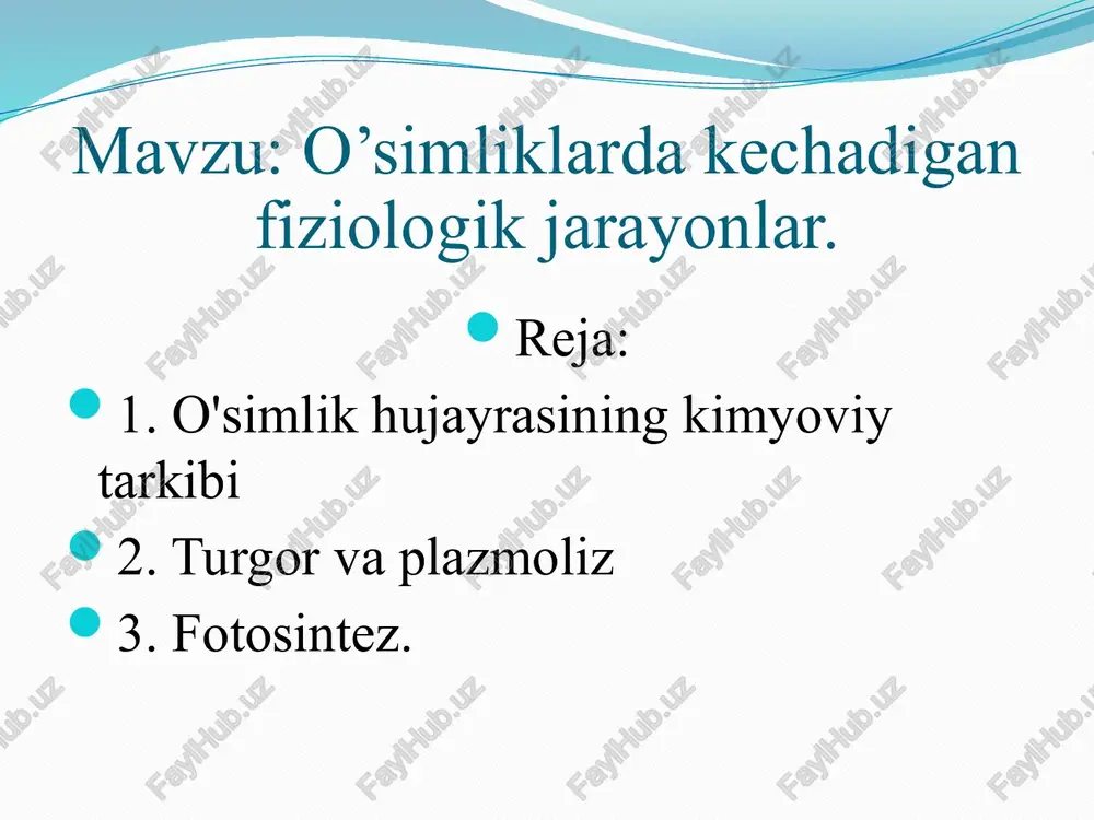 o'simlikhujayrasiningkimyoviytarkibi — PPTX