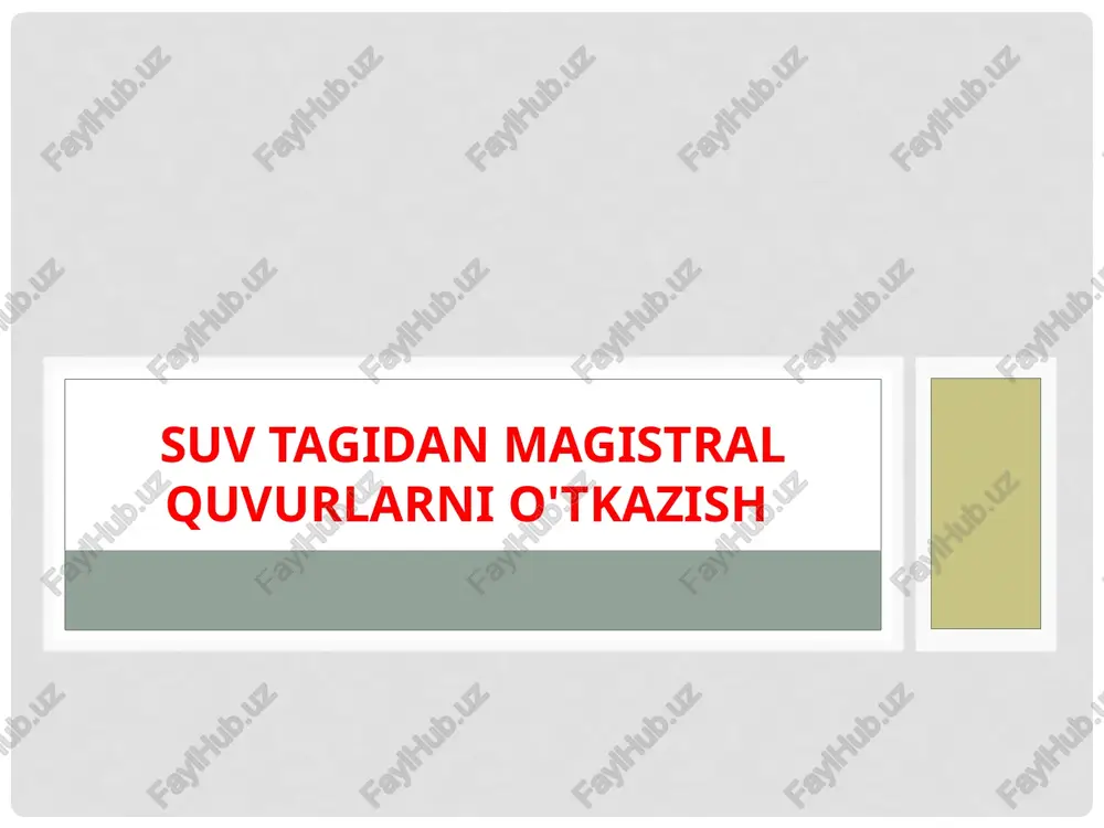 magistral quvurlarni suv osti gayot qizish — PPTX