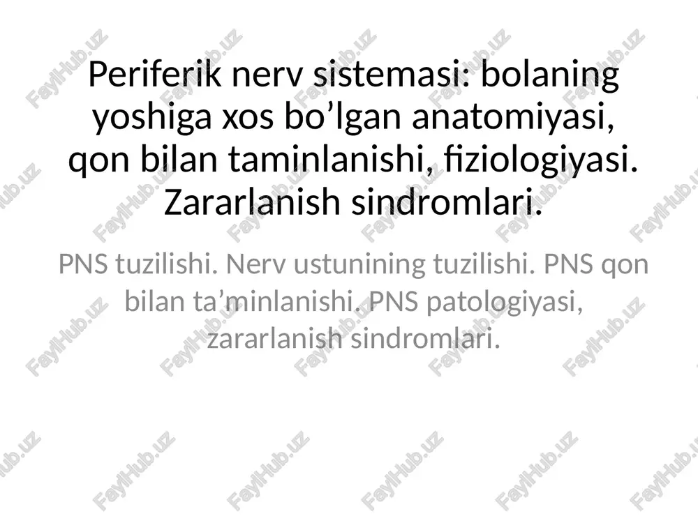 periferik nerv sistemasi anatomiyasi — PPTX