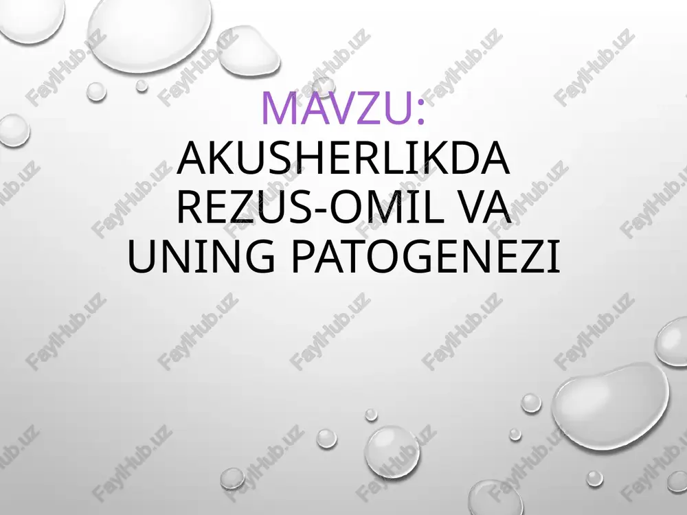 akusherlikda rezus-omilvauning patogenezi — PPTX
