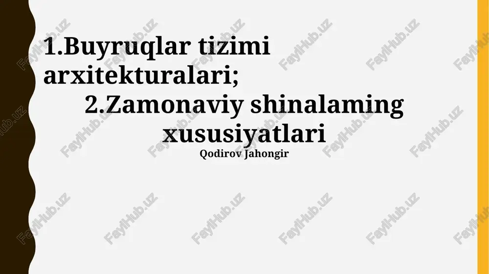 buyruq tizimining arxitekturalari — PPTX