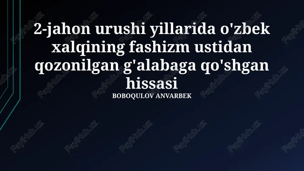 urushdan keyingi o‘zbekistonning qayta tiklanishi — PPTX